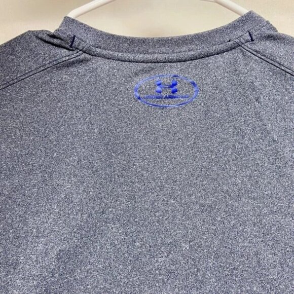 Under Armour Long Sleeve Men's Medium Heather Blue Loose Fit Coldgear Henley EUC - Picture 4 of 10